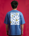 T.T. Men|Oversized Printed T-Shirt|Round Neck|Soft Breathable Cotton Fabric | Street , Casual & Outdoor Wear Tees|Big Print|Sky Blue