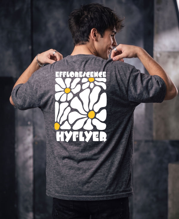 T.T. Men|Oversized Printed T-Shirt|Round Neck|Soft Breathable Cotton Fabric | Street , Casual & Outdoor Wear Tees|Big Print|Anthra Melange