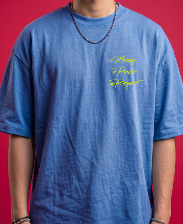 T.T. Men|Oversized Printed T-Shirt|Round Neck|Soft Breathable Cotton Fabric | Street , Casual & Outdoor Wear Tees|Big Print|Sky Blue