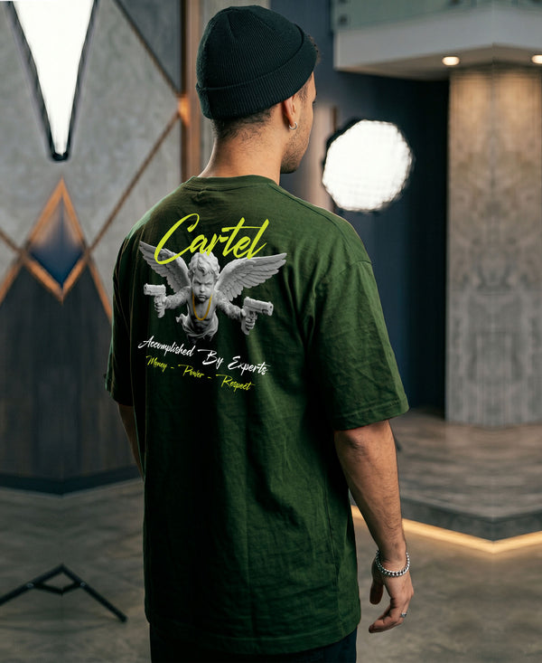 T.T. Men|Oversized Printed T-Shirt|Round Neck|Soft Breathable Cotton Fabric | Street , Casual & Outdoor Wear Tees|Big Print|Green