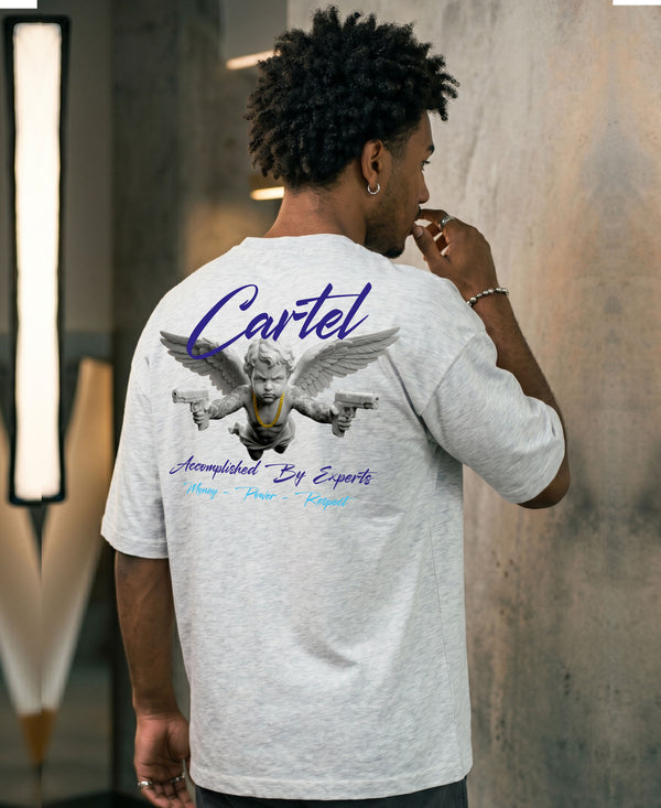 T.T. Men|Oversized Printed T-Shirt|Round Neck|Soft Breathable Cotton Fabric | Street , Casual & Outdoor Wear Tees|Big Print|Grey Melange