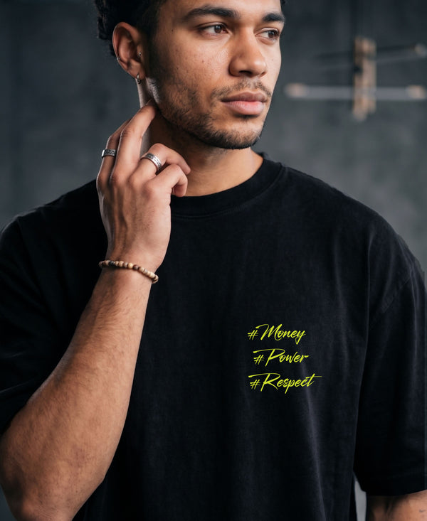 T.T. Men|Oversized Printed T-Shirt|Round Neck|Soft Breathable Cotton Fabric | Street , Casual & Outdoor Wear Tees|Big Print|Black