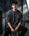 T.T. Men|Oversized Printed T-Shirt|Round Neck|Soft Breathable Cotton Fabric | Street , Casual & Outdoor Wear Tees|Big Print|Anthra Melange|-S
