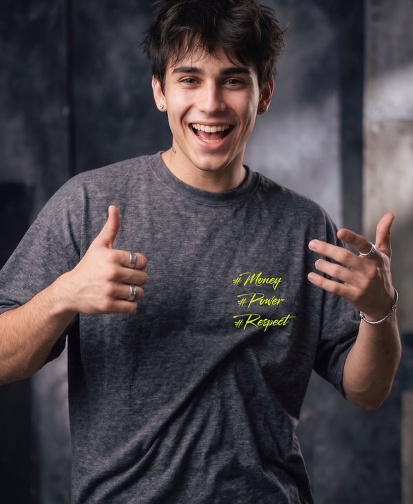 T.T. Men|Oversized Printed T-Shirt|Round Neck|Soft Breathable Cotton Fabric | Street , Casual & Outdoor Wear Tees|Big Print|Anthra Melange|-S