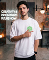 T.T. Men|Oversized Printed T-Shirt|Round Neck|Soft Breathable Cotton Fabric | Street , Casual & Outdoor Wear Tees|Big Print|White