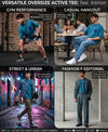 T.T. Men|Oversized Printed T-Shirt|Round Neck|Soft Breathable Cotton Fabric | Street , Casual & Outdoor Wear Tees|Big Print|Teal Blue