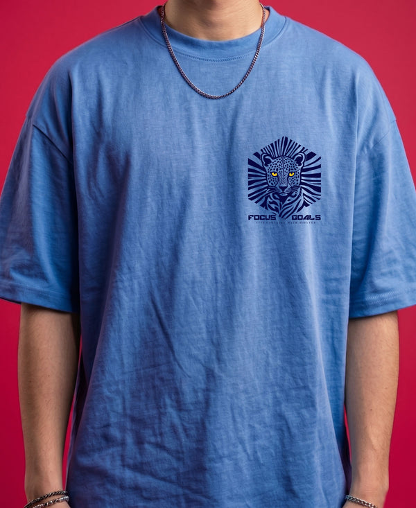 T.T. Men|Oversized Printed T-Shirt|Round Neck|Soft Breathable Cotton Fabric | Street , Casual & Outdoor Wear Tees|Big Print|Sky Blue