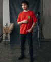 T.T. Men|Oversized Printed T-Shirt|Round Neck|Soft Breathable Cotton Fabric | Street , Casual & Outdoor Wear Tees|Big Print|Red