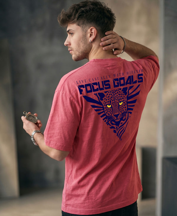 T.T. Men|Oversized Printed T-Shirt|Round Neck|Soft Breathable Cotton Fabric | Street , Casual & Outdoor Wear Tees|Big Print|Pink