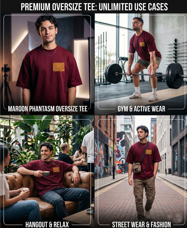 T.T. Men|Oversized Printed T-Shirt|Round Neck|Soft Breathable Cotton Fabric | Street , Casual & Outdoor Wear Tees|Big Print|Maroon