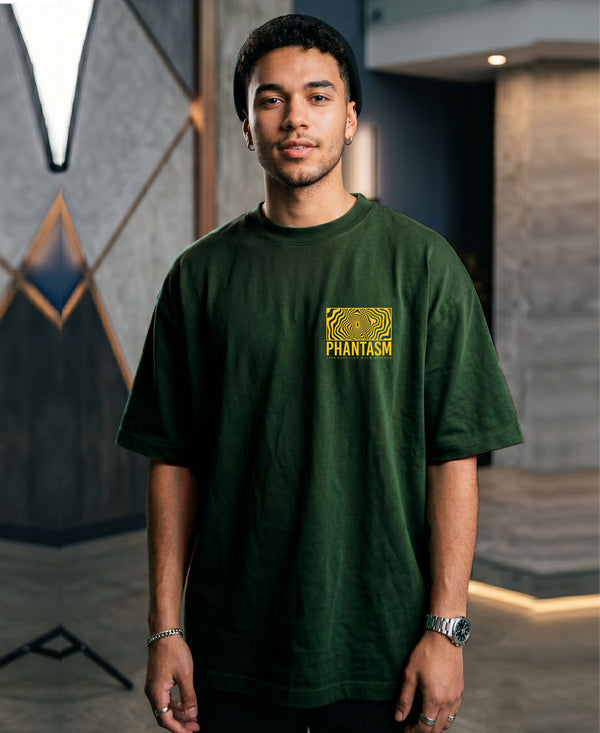 T.T. Men|Oversized Printed T-Shirt|Round Neck|Soft Breathable Cotton Fabric | Street , Casual & Outdoor Wear Tees|Big Print|Green