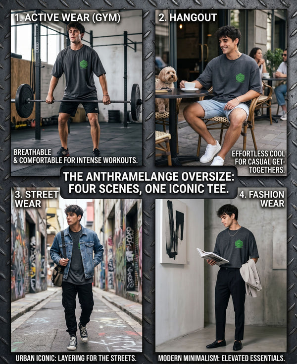 T.T. Men|Oversized Printed T-Shirt|Round Neck|Soft Breathable Cotton Fabric | Street , Casual & Outdoor Wear Tees|Big Print|Anthra Melange