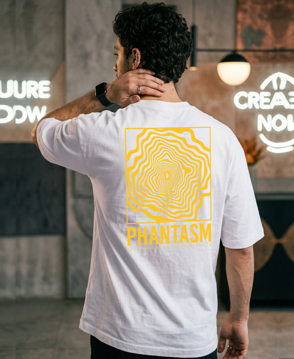 T.T. Men|Oversized Printed T-Shirt|Round Neck|Soft Breathable Cotton Fabric | Street , Casual & Outdoor Wear Tees|Big Print|White