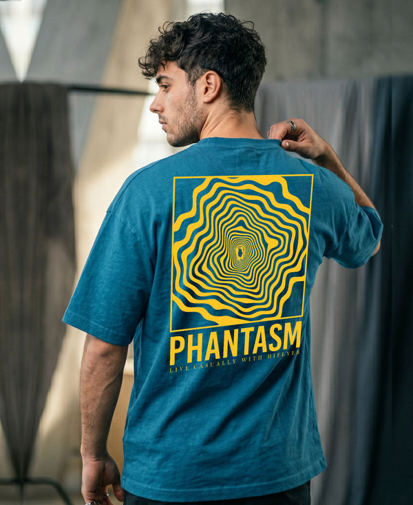 T.T. Men|Oversized Printed T-Shirt|Round Neck|Soft Breathable Cotton Fabric | Street , Casual & Outdoor Wear Tees|Big Print|Teal Blue