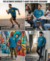 T.T. Men|Oversized Printed T-Shirt|Round Neck|Soft Breathable Cotton Fabric | Street , Casual & Outdoor Wear Tees|Big Print|Teal Blue