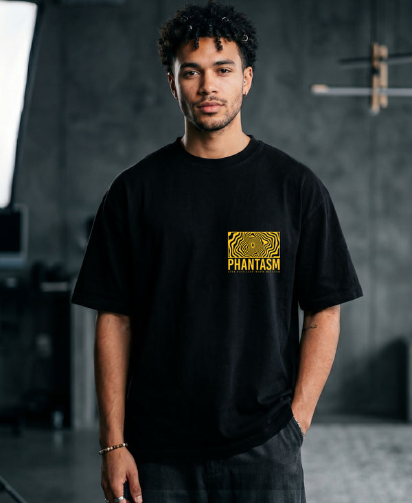 T.T. Men|Oversized Printed T-Shirt|Round Neck|Soft Breathable Cotton Fabric | Street , Casual & Outdoor Wear Tees|Big Print|Black