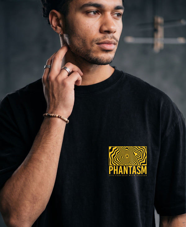 T.T. Men|Oversized Printed T-Shirt|Round Neck|Soft Breathable Cotton Fabric | Street , Casual & Outdoor Wear Tees|Big Print|Black