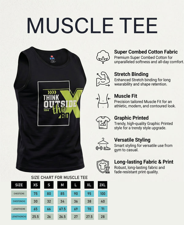 T.T. Men Cool Cotton Printed Regular Fit Round Neck Muscle Tees|Pack Of 2|Blue,Black