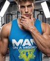 T.T. Men Cool Cotton Printed Regular Fit Round Neck Muscle Tees Blue