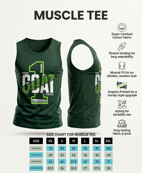 T.T. Men Cool Cotton Printed Regular Fit Round Neck Muscle Tees Forest Green