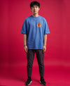 T.T. Men|Oversized Printed T-Shirt|Round Neck|Soft Breathable Cotton Fabric | Street , Casual & Outdoor Wear Tees|Snake Print|Sky Blue