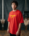 T.T. Men|Oversized Printed T-Shirt|Round Neck|Soft Breathable Cotton Fabric | Street , Casual & Outdoor Wear Tees|Nyc Print|Red