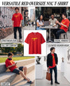 T.T. Men|Oversized Printed T-Shirt|Round Neck|Soft Breathable Cotton Fabric | Street , Casual & Outdoor Wear Tees|Nyc Print|Red