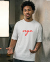 T.T. Men|Oversized Printed T-Shirt|Round Neck|Soft Breathable Cotton Fabric | Street , Casual & Outdoor Wear Tees|Nyc Print|Grey Melange