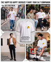 T.T. Men|Oversized Printed T-Shirt|Round Neck|Soft Breathable Cotton Fabric | Street , Casual & Outdoor Wear Tees|Happy Print|White