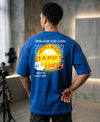 T.T. Men|Oversized Printed T-Shirt|Round Neck|Soft Breathable Cotton Fabric | Street , Casual & Outdoor Wear Tees|Happy Print|Royal Blue