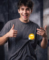 T.T. Men|Oversized Printed T-Shirt|Round Neck|Soft Breathable Cotton Fabric | Street , Casual & Outdoor Wear Tees|Happy Print|Anthra Melange