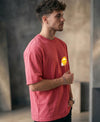 T.T. Men|Oversized Printed T-Shirt|Round Neck|Soft Breathable Cotton Fabric | Street , Casual & Outdoor Wear Tees|Happy Print|Pink