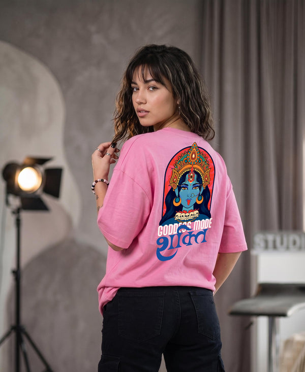T.T. Women|Oversized Printed T-Shirt|Round Neck|Soft Breathable Cotton Fabric | Street , Casual & Outdoor Wear Tees|Goddess Print|Pink