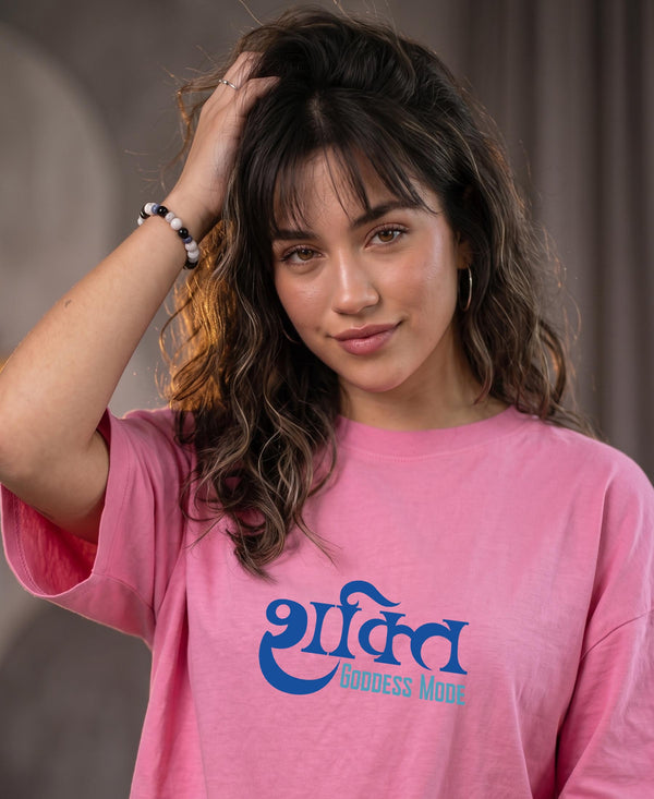 T.T. Women|Oversized Printed T-Shirt|Round Neck|Soft Breathable Cotton Fabric | Street , Casual & Outdoor Wear Tees|Goddess Print|Pink
