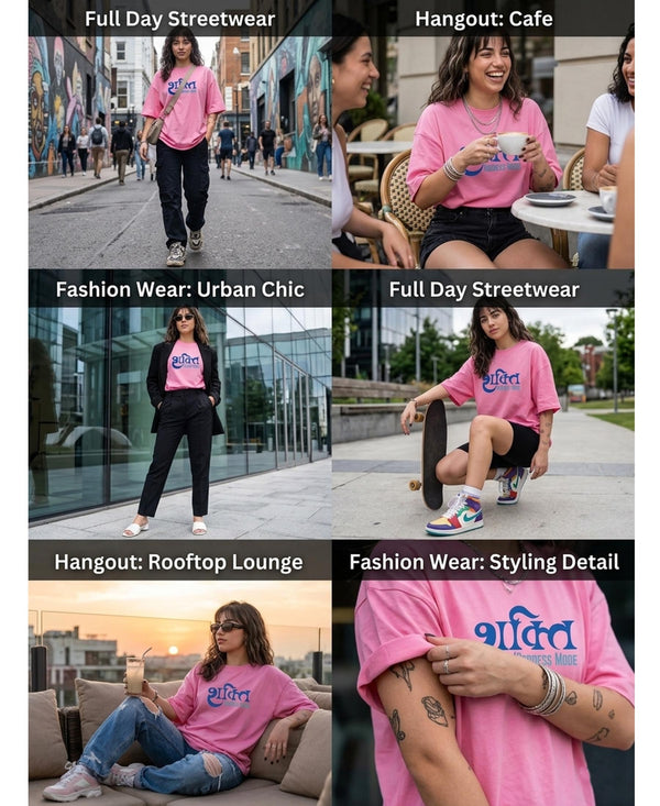 T.T. Women|Oversized Printed T-Shirt|Round Neck|Soft Breathable Cotton Fabric | Street , Casual & Outdoor Wear Tees|Goddess Print|Pink