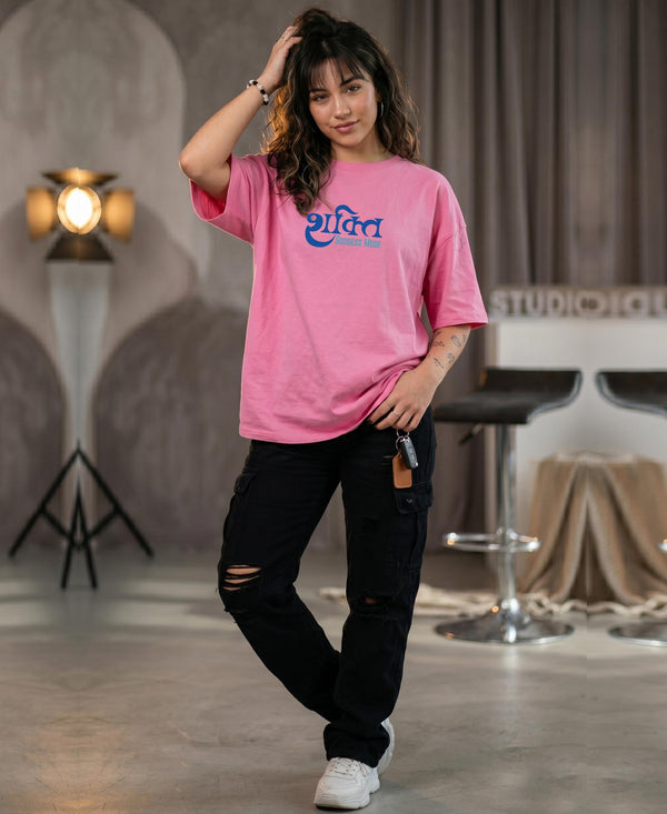 T.T. Women|Oversized Printed T-Shirt|Round Neck|Soft Breathable Cotton Fabric | Street , Casual & Outdoor Wear Tees|Goddess Print|Pink
