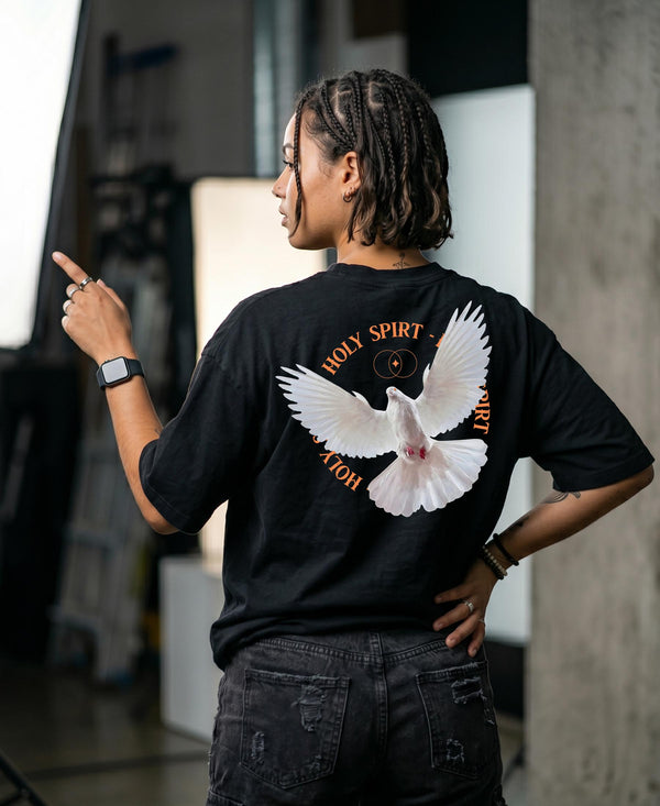 T.T. Women|Oversized Printed T-Shirt|Round Neck|Soft Breathable Cotton Fabric | Street , Casual & Outdoor Wear Tees|Peace Print|Black