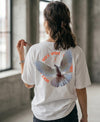 T.T. Women|Oversized Printed T-Shirt|Round Neck|Soft Breathable Cotton Fabric | Street , Casual & Outdoor Wear Tees|Peace Print|White