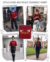 T.T. Women|Oversized Printed T-Shirt|Round Neck|Soft Breathable Cotton Fabric | Street , Casual & Outdoor Wear Tees|Peace Print|Red