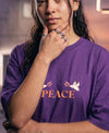T.T. Women|Oversized Printed T-Shirt|Round Neck|Soft Breathable Cotton Fabric | Street , Casual & Outdoor Wear Tees|Peace Print|Purple