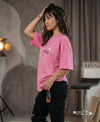 T.T. Women|Oversized Printed T-Shirt|Round Neck|Soft Breathable Cotton Fabric | Street , Casual & Outdoor Wear Tees|Peace Print|Pink