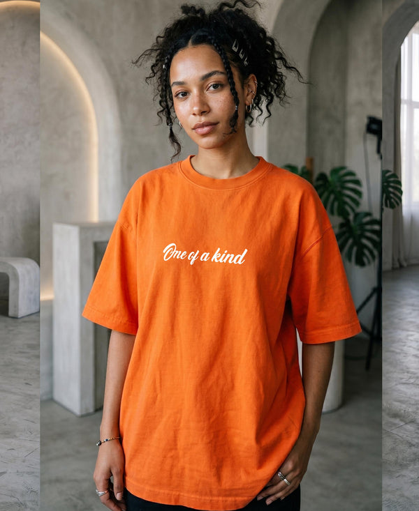 T.T. Women|Oversized Printed T-Shirt|Round Neck|Soft Breathable Cotton Fabric | Street , Casual & Outdoor Wear Tees|Love Print|Orange