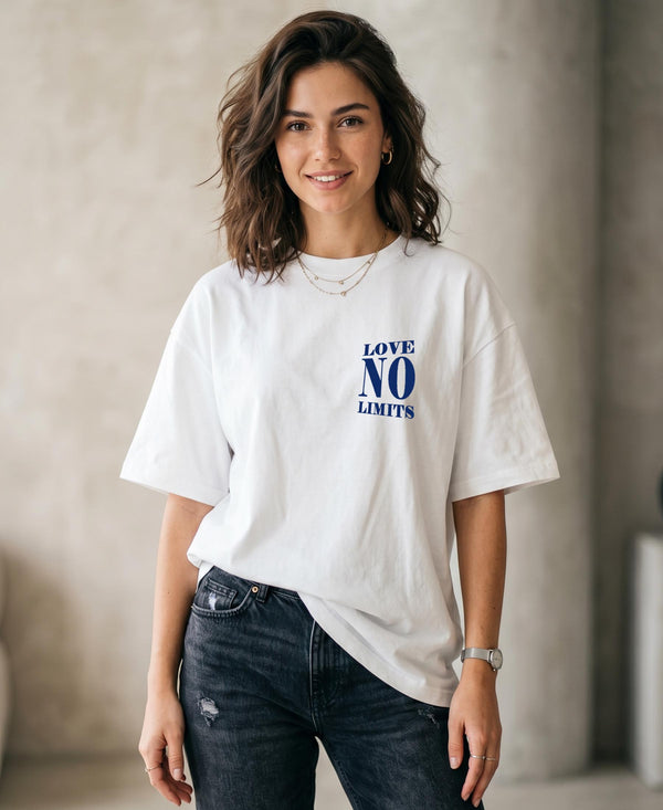 T.T. Women|Oversized Printed T-Shirt|Round Neck|Soft Breathable Cotton Fabric | Street , Casual & Outdoor Wear Tees|No Limit Print|White