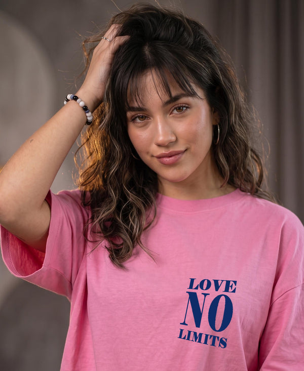 T.T. Women|Oversized Printed T-Shirt|Round Neck|Soft Breathable Cotton Fabric | Street , Casual & Outdoor Wear Tees|No Limit Print|Pink