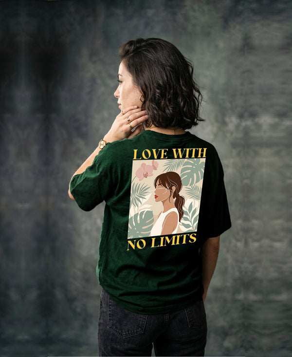 T.T. Women|Oversized Printed T-Shirt|Round Neck|Soft Breathable Cotton Fabric | Street , Casual & Outdoor Wear Tees|No Limit Print|Green