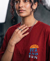 T.T. Women|Oversized Printed T-Shirt|Round Neck|Soft Breathable Cotton Fabric | Street , Casual & Outdoor Wear Tees|Sea & Sun Print|Red