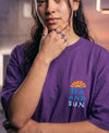 T.T. Women|Oversized Printed T-Shirt|Round Neck|Soft Breathable Cotton Fabric | Street , Casual & Outdoor Wear Tees|Sea & Sun Print|Purple