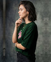 T.T. Women|Oversized Printed T-Shirt|Round Neck|Soft Breathable Cotton Fabric | Street , Casual & Outdoor Wear Tees|Flower Print|Green