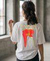 T.T. Women|Oversized Printed T-Shirt|Round Neck|Soft Breathable Cotton Fabric | Street , Casual & Outdoor Wear Tees|Flower Print|White