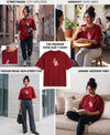 T.T. Women|Oversized Printed T-Shirt|Round Neck|Soft Breathable Cotton Fabric | Street , Casual & Outdoor Wear Tees|Flower Print|Red
